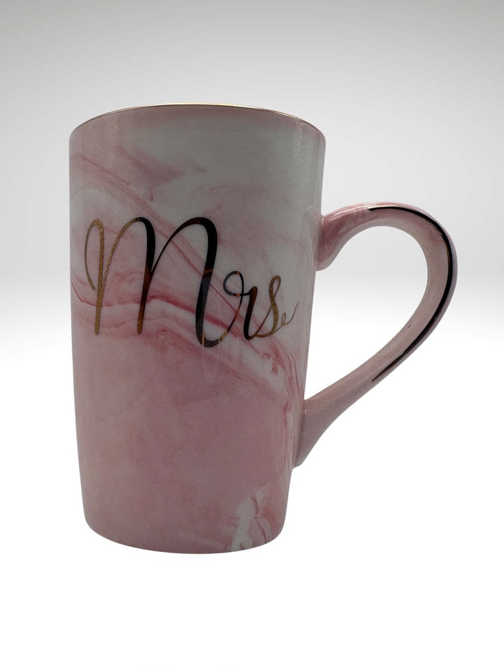 Ceramic Pink Marble Design "Mrs" Wedding Gift Coffee Mug (SKU: 294MIMG)